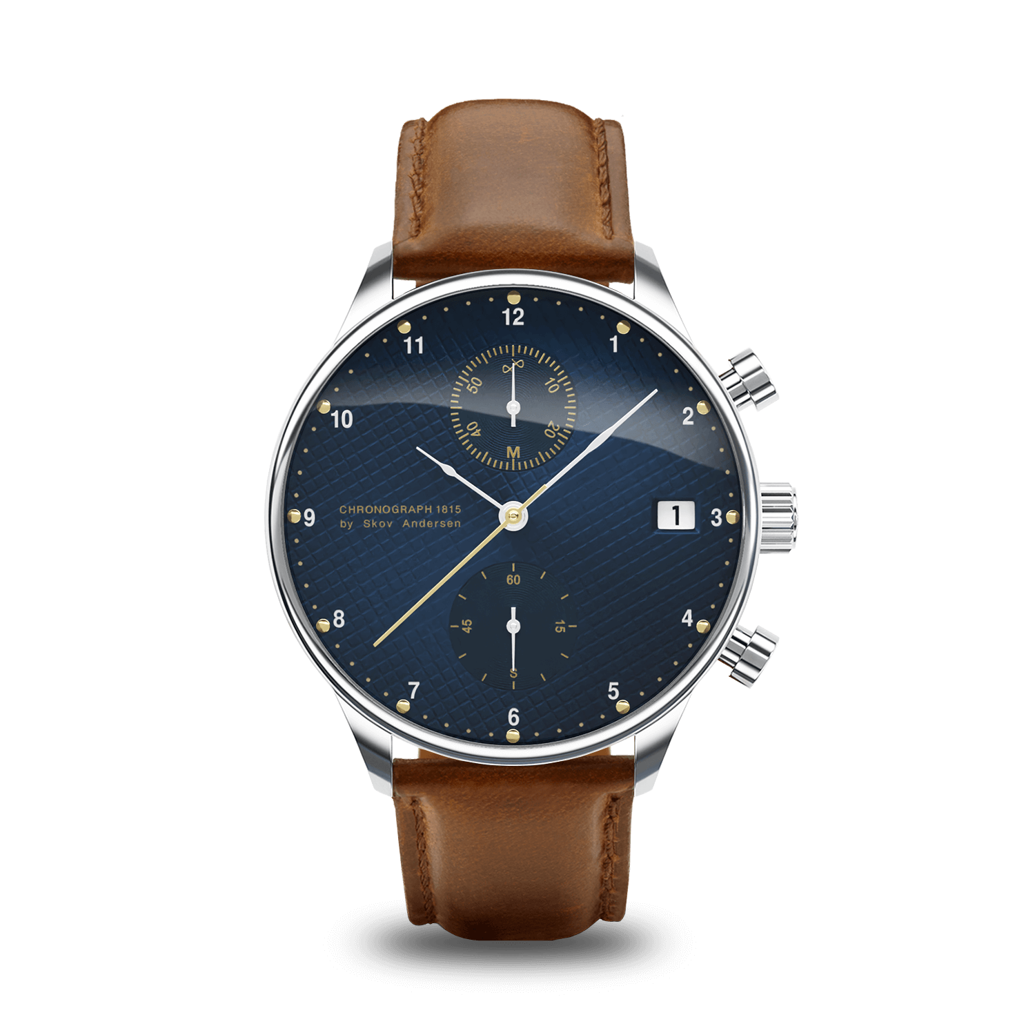 1815 Chronograph by AV86 luxury vintage-inspired chronograph with sapphire crystal, textured dial, and brown leather strap