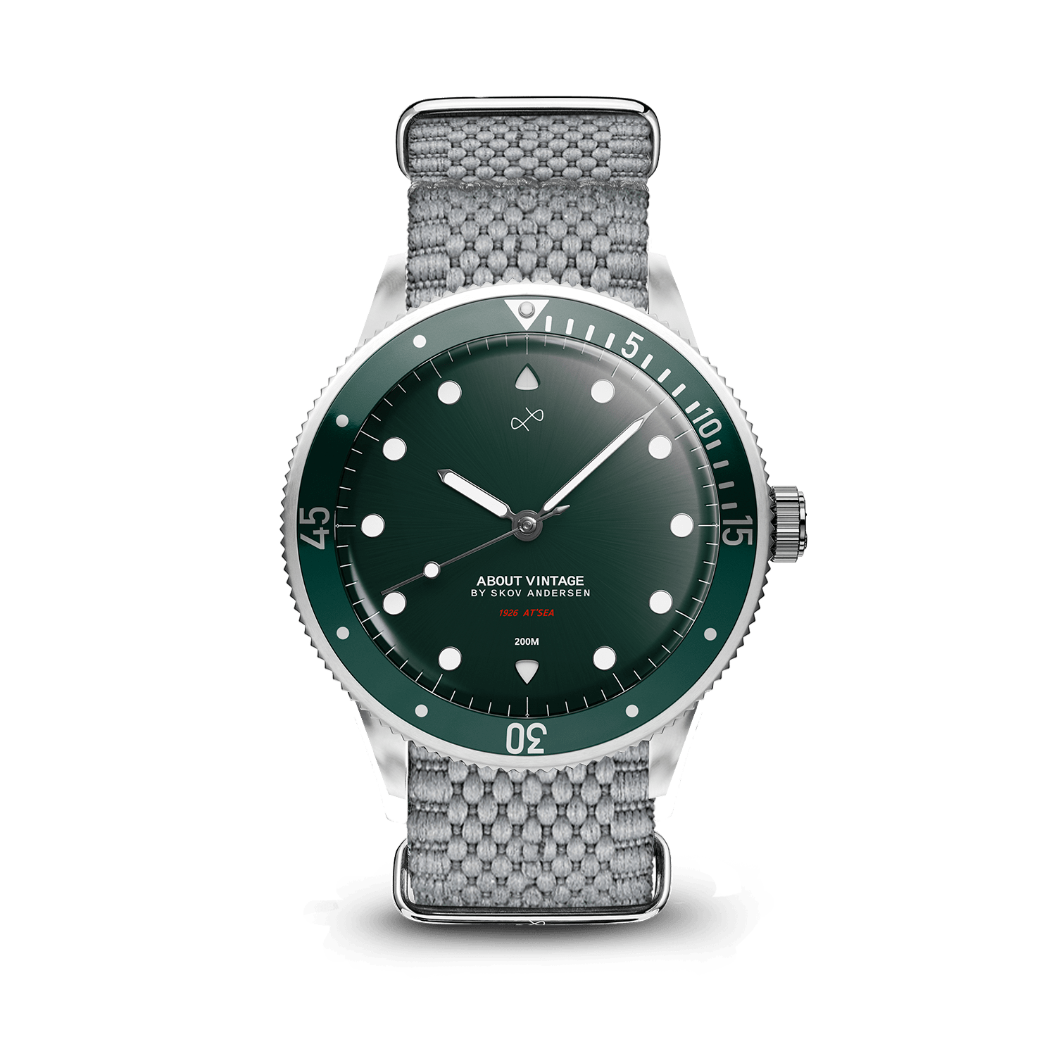 1926 At'sea by AV86 vintage-inspired diver with sapphire crystal, compass bezel, and woven fabric strap