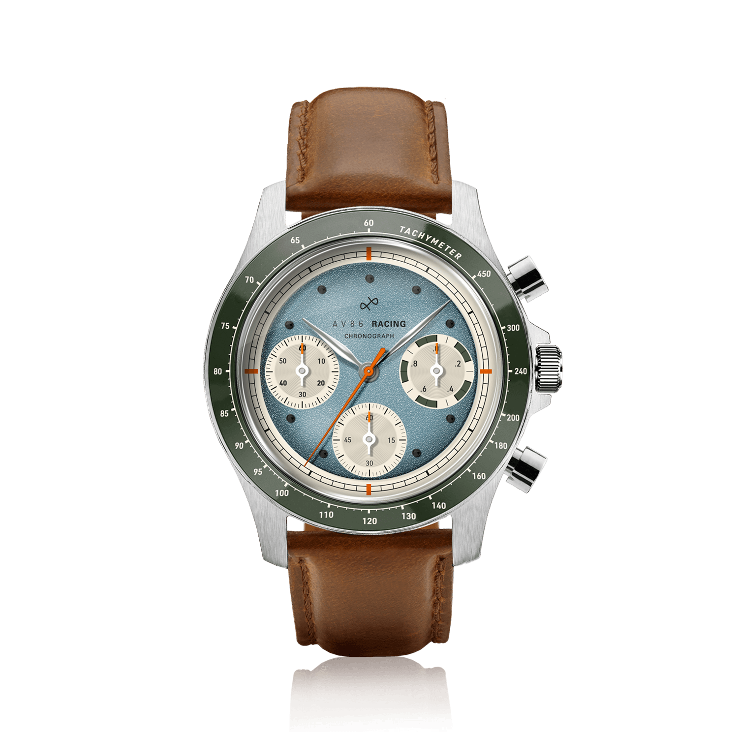 1960 Racing Chronograph, Steel / Sky Blue & Green