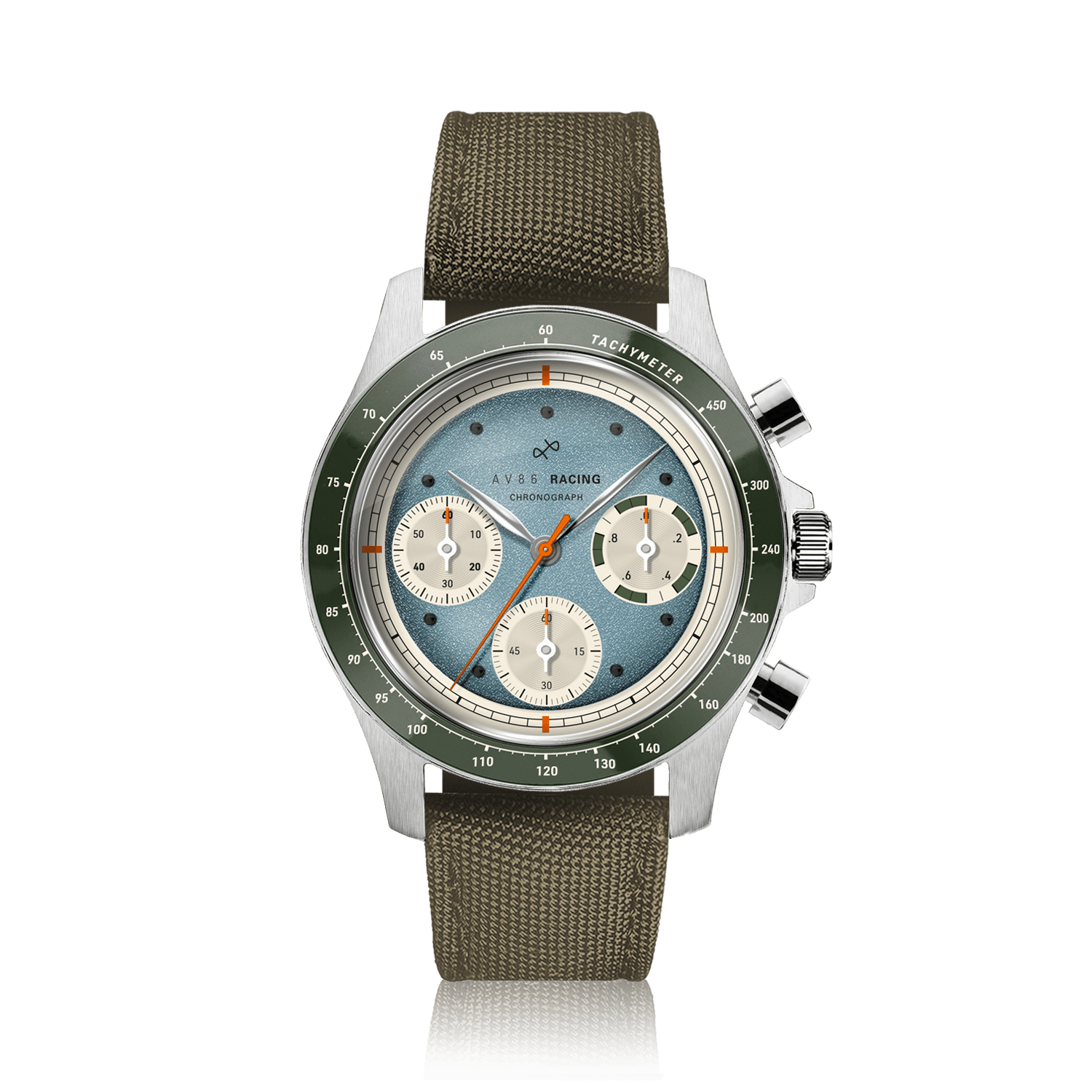 1960 Racing Chronograph, Steel / Sky Blue & Green
