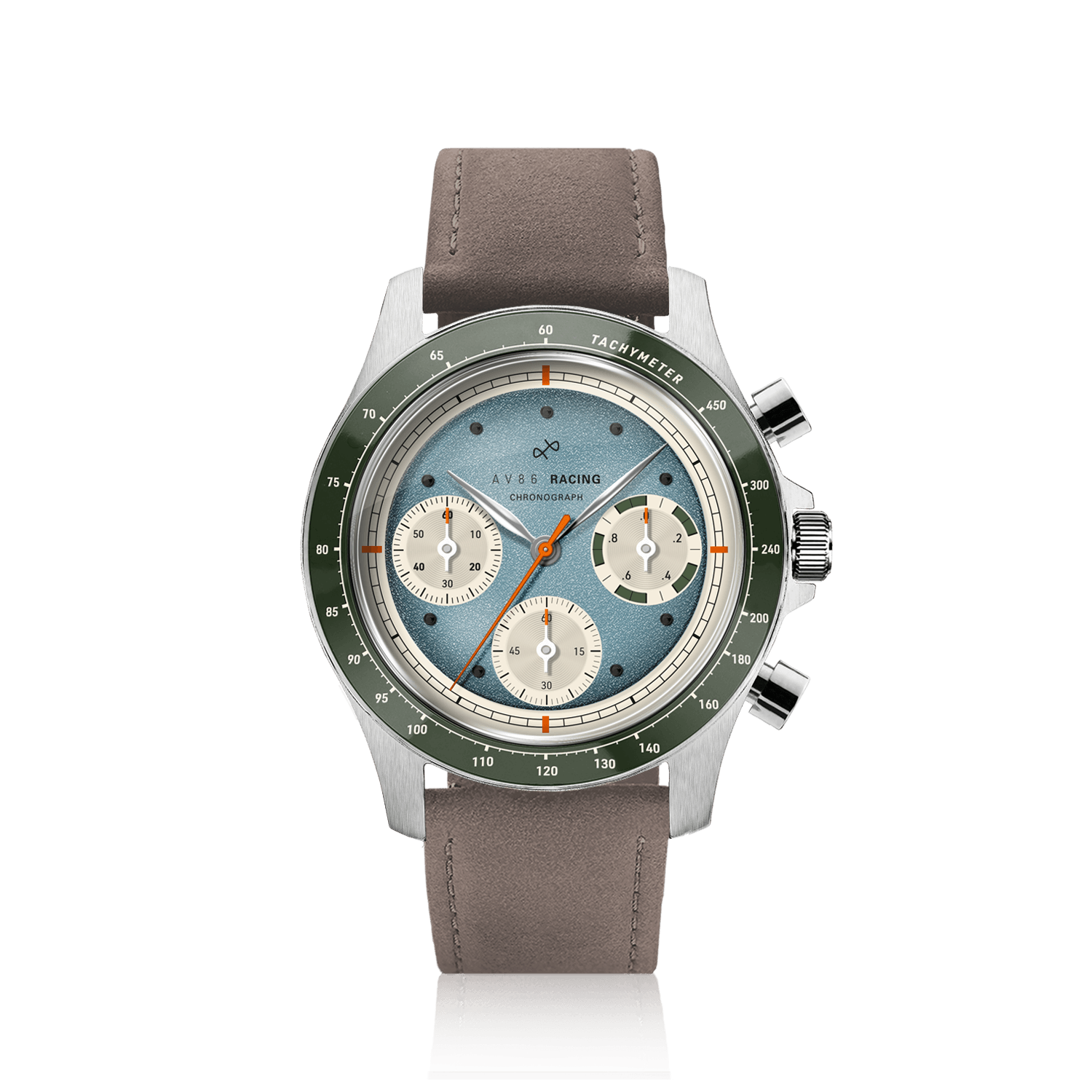 1960 Racing Chronograph, Steel / Sky Blue & Green