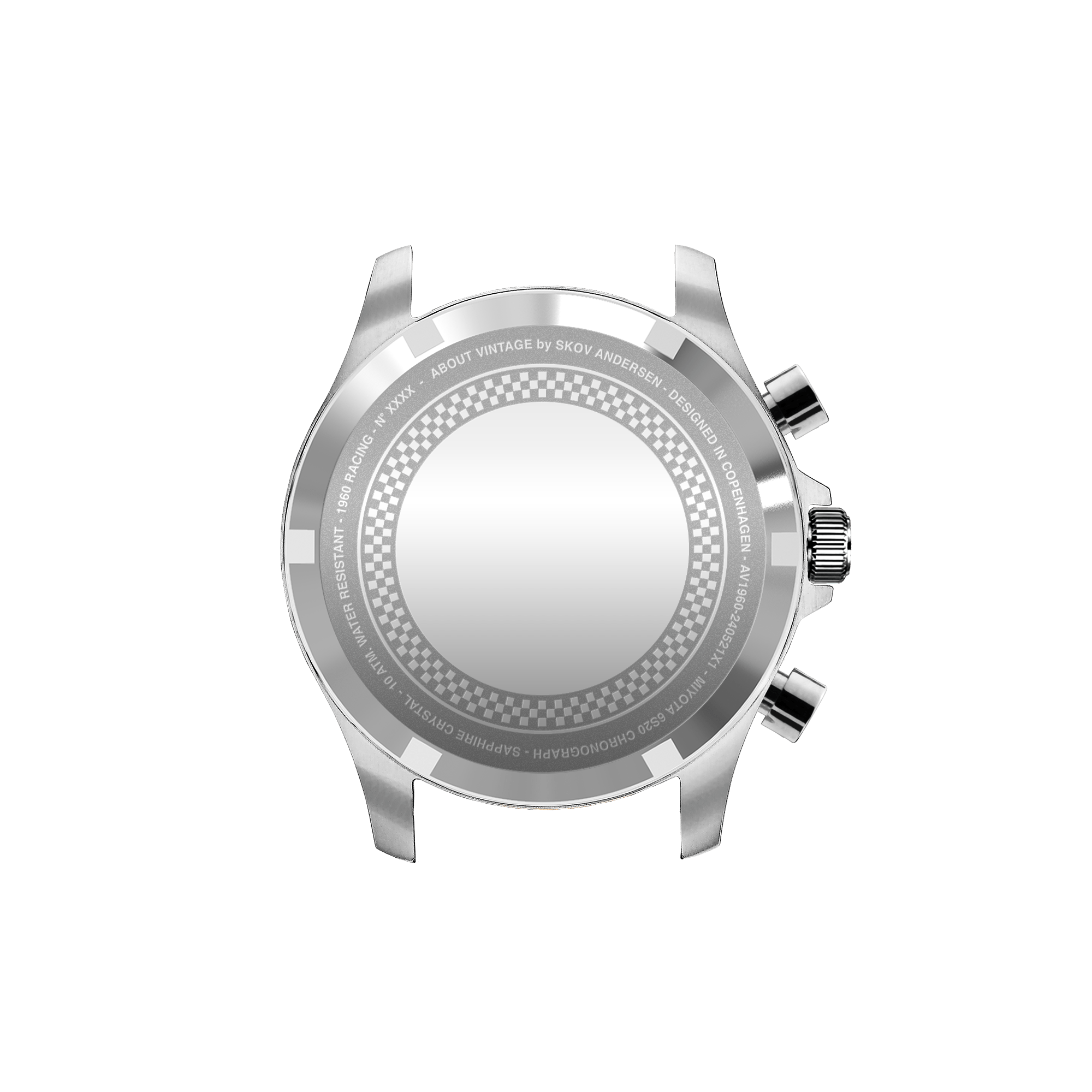 1960 Racing Chronograph by AV86 stainless steel case with screw-down crown and chronograph pushers, sapphire crystal back