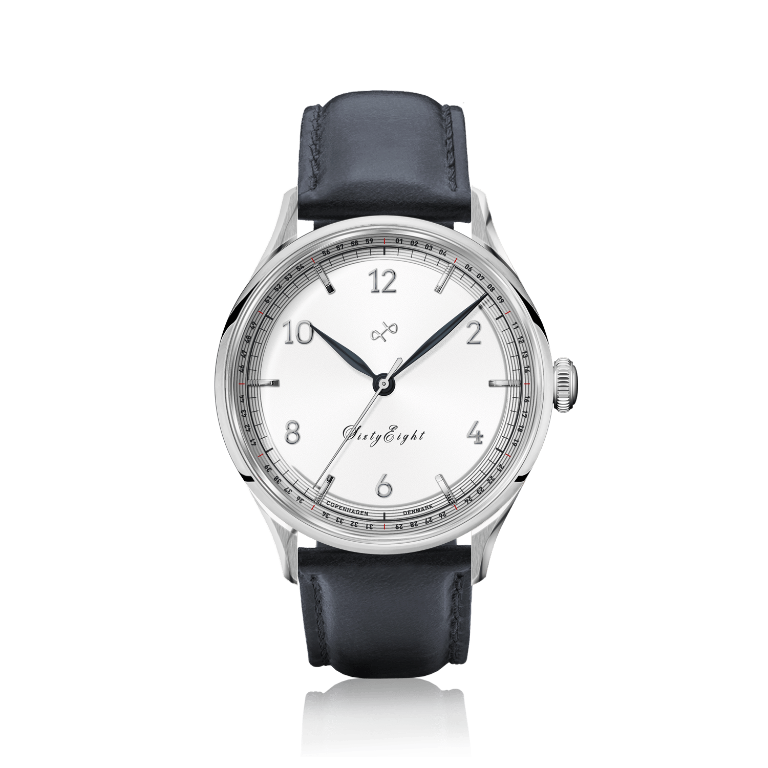 1968 Sixtyeight by AV86 vintage-inspired quartz dress watch with sapphire crystal and black leather strap
