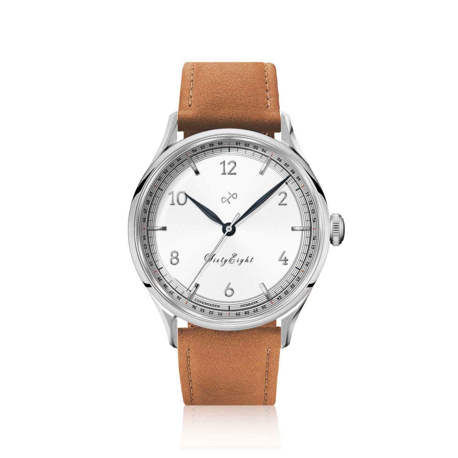 1968 Sixtyeight by AV86 vintage-inspired dress watch with sapphire crystal, subtle dial, and brown leather strap