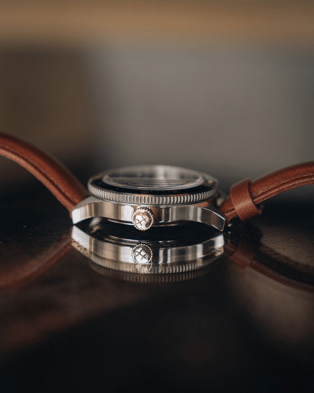 1926 At'sea, Green Turtle Vintage – 39MM by AV86 with vintage-inspired diver case, sapphire crystal, and brown leather strap