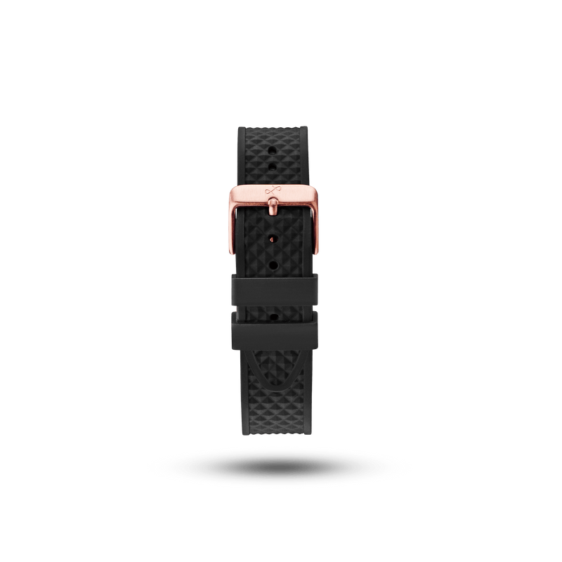 Silicone - Black by AV86 premium two-piece silicone strap with rose gold plated pin buckle and textured detailing