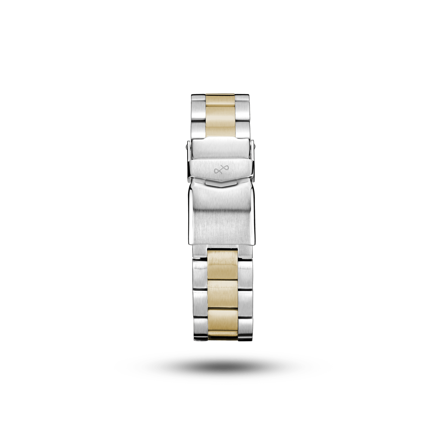 3-link, Two Toned stainless steel bracelet by AV86 with brushed and polished finishes, designed for a luxury timepiece strap