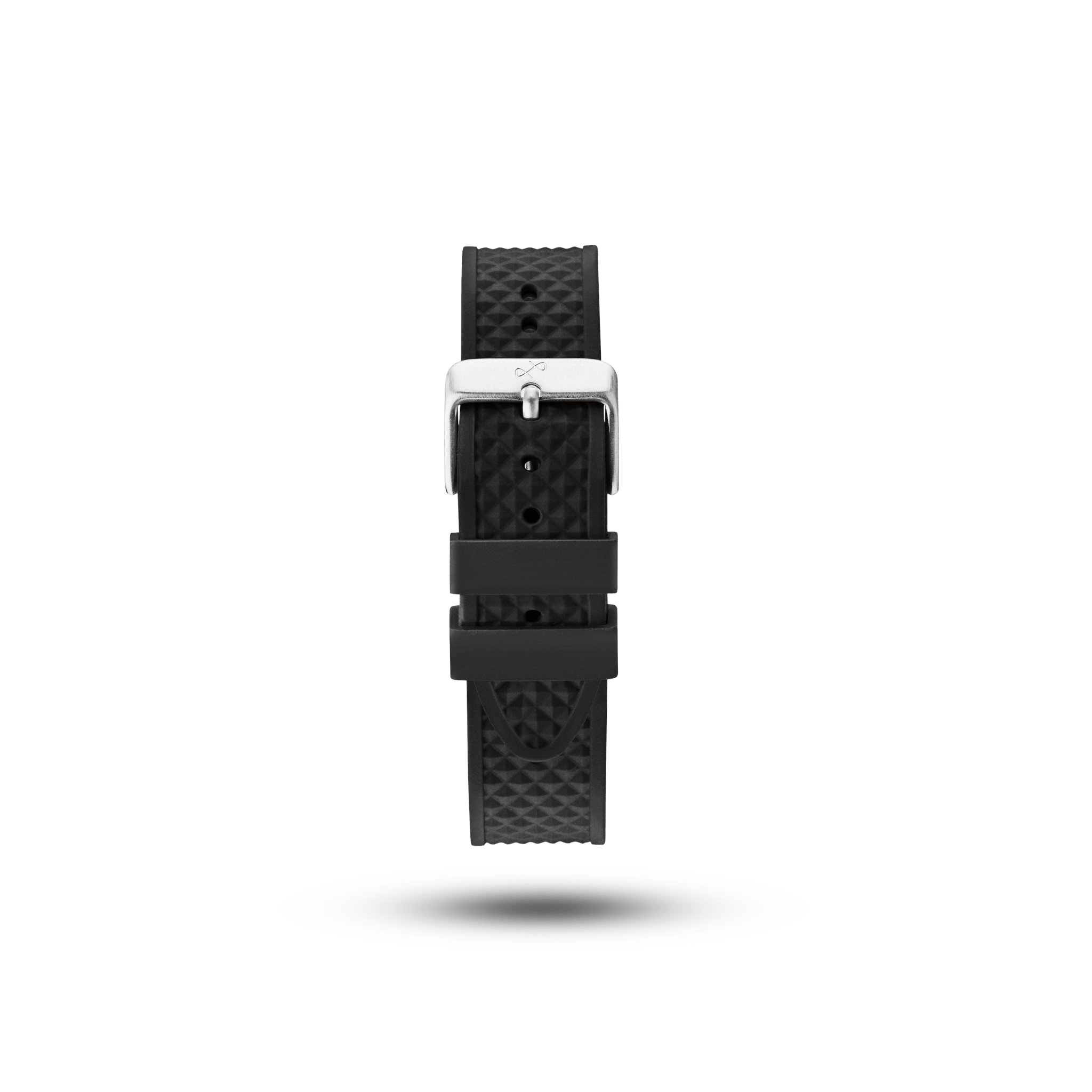 Silicone - Black by AV86 durable two-piece silicone strap with stainless steel pin buckle and textured finish
