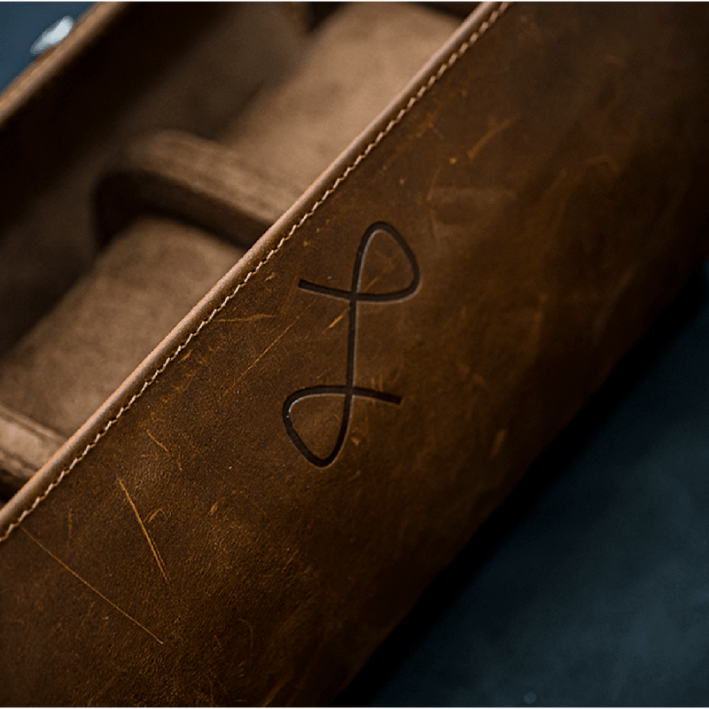 Watch Roll - Brown by AV86 crafted in premium full grain leather with three compartments for luxury watch storage and travel.