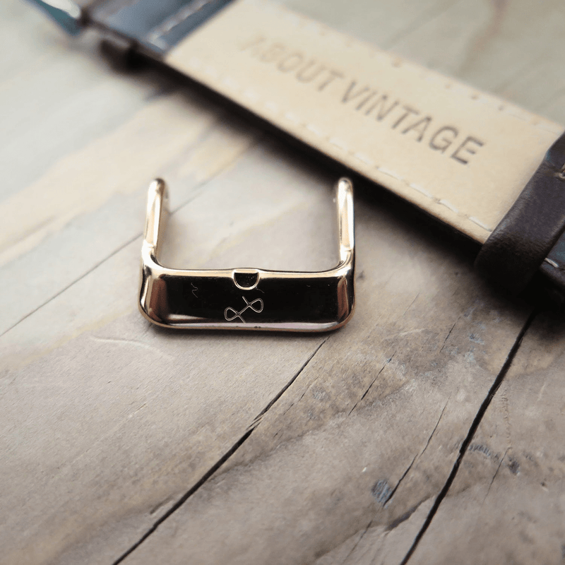 Suede - Sand strap by AV86 with premium leather, engraved logo, and gold plated pin buckle for luxury watch customization
