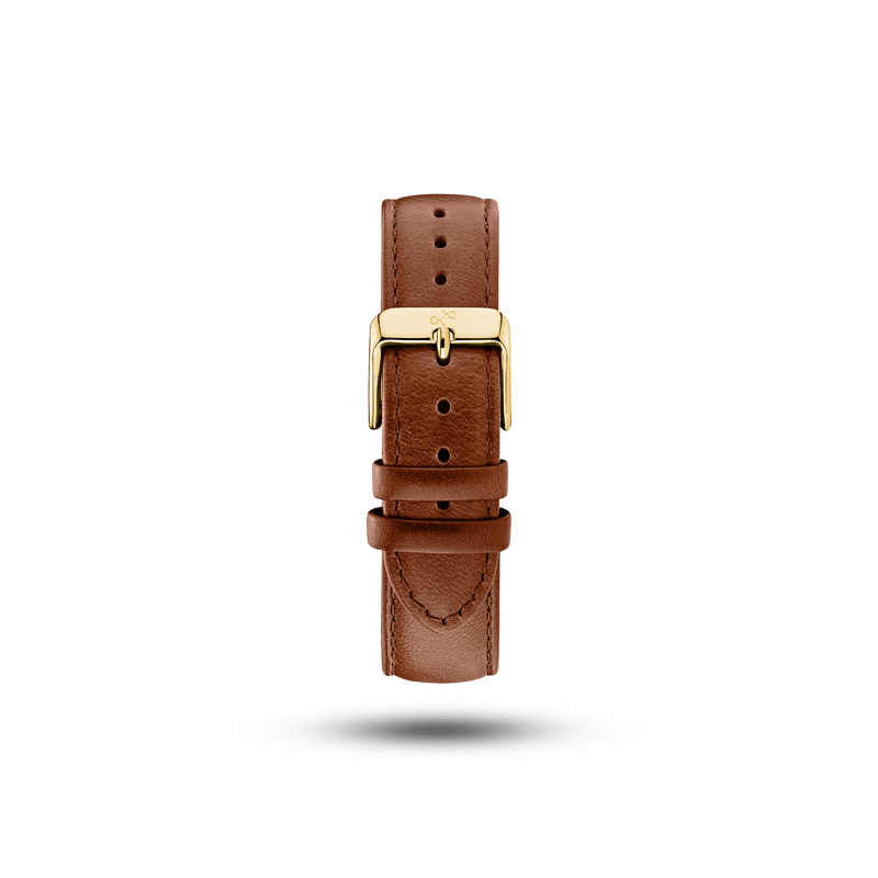 Leather - Brown two-piece high-quality leather strap with gold plated pin buckle and AV86 engraving on the back