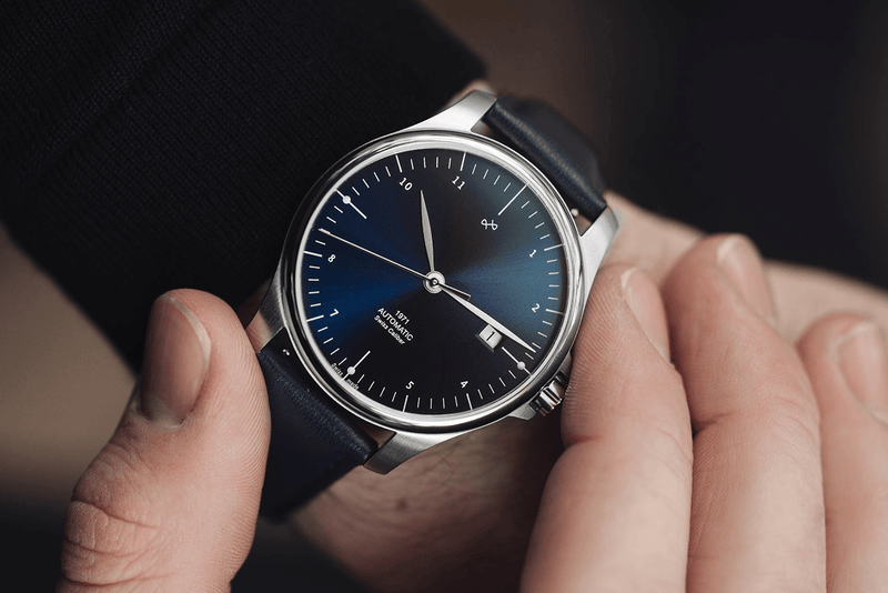 1971 Automatic Night Blue - Swiss Made by AV86 luxury automatic watch with sapphire crystal and leather strap, minimalist dial design
