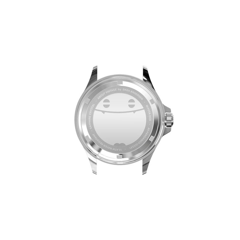 Fandango 'KAI', Dark Blue / Army by AV86 polished stainless steel case back with engraved playful smiley detail