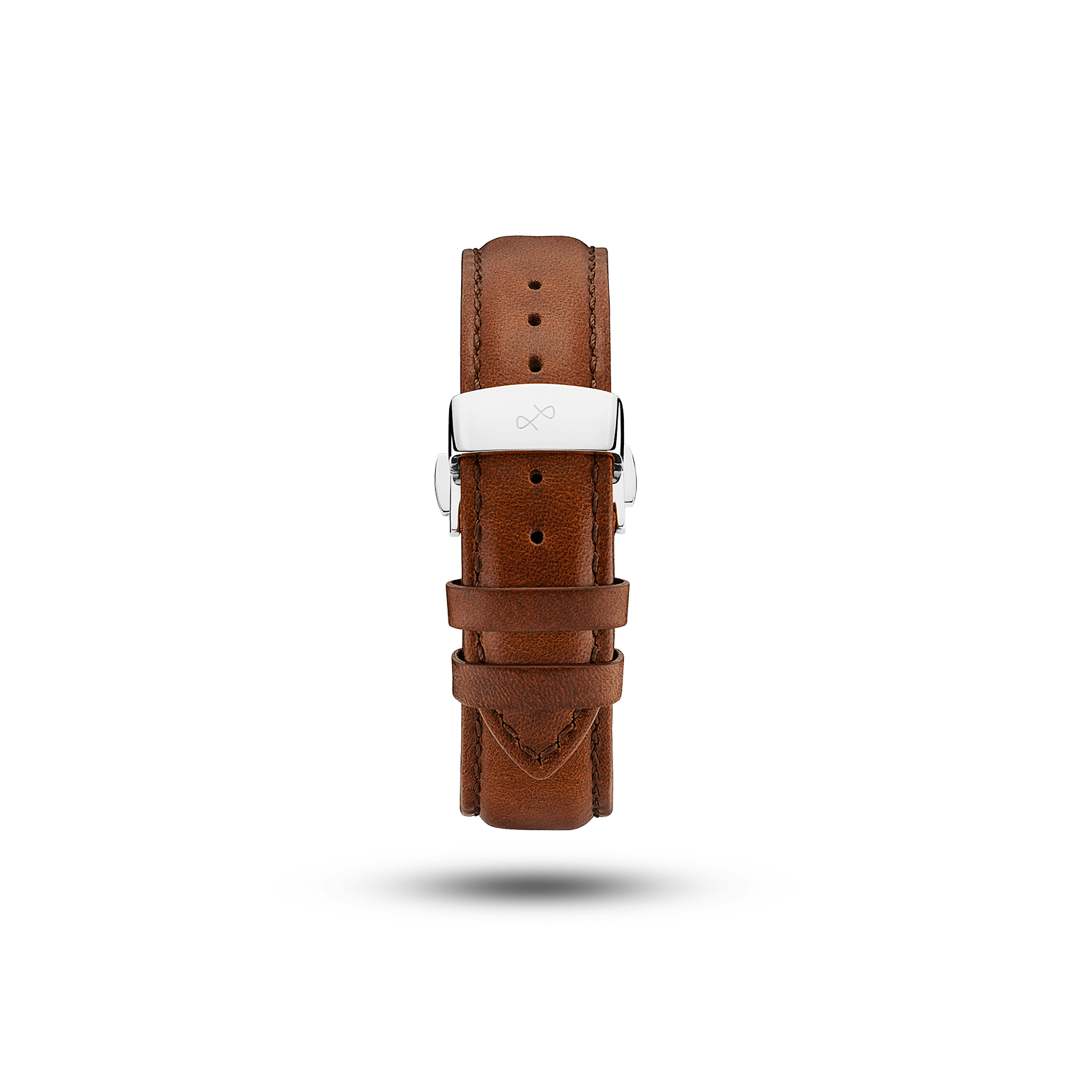 Butterfly Clasp - Brown leather strap with stainless clasp, engraved detail, crafted by AV86 for Nordic minimalism