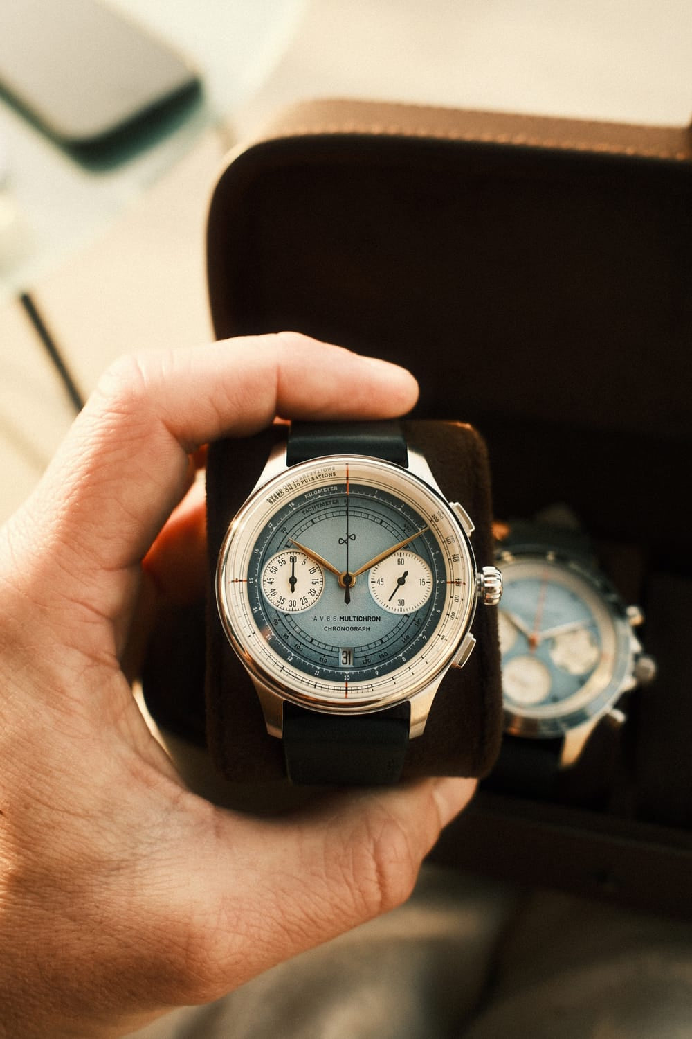 1934 Multichron, Steel / Sky Blue