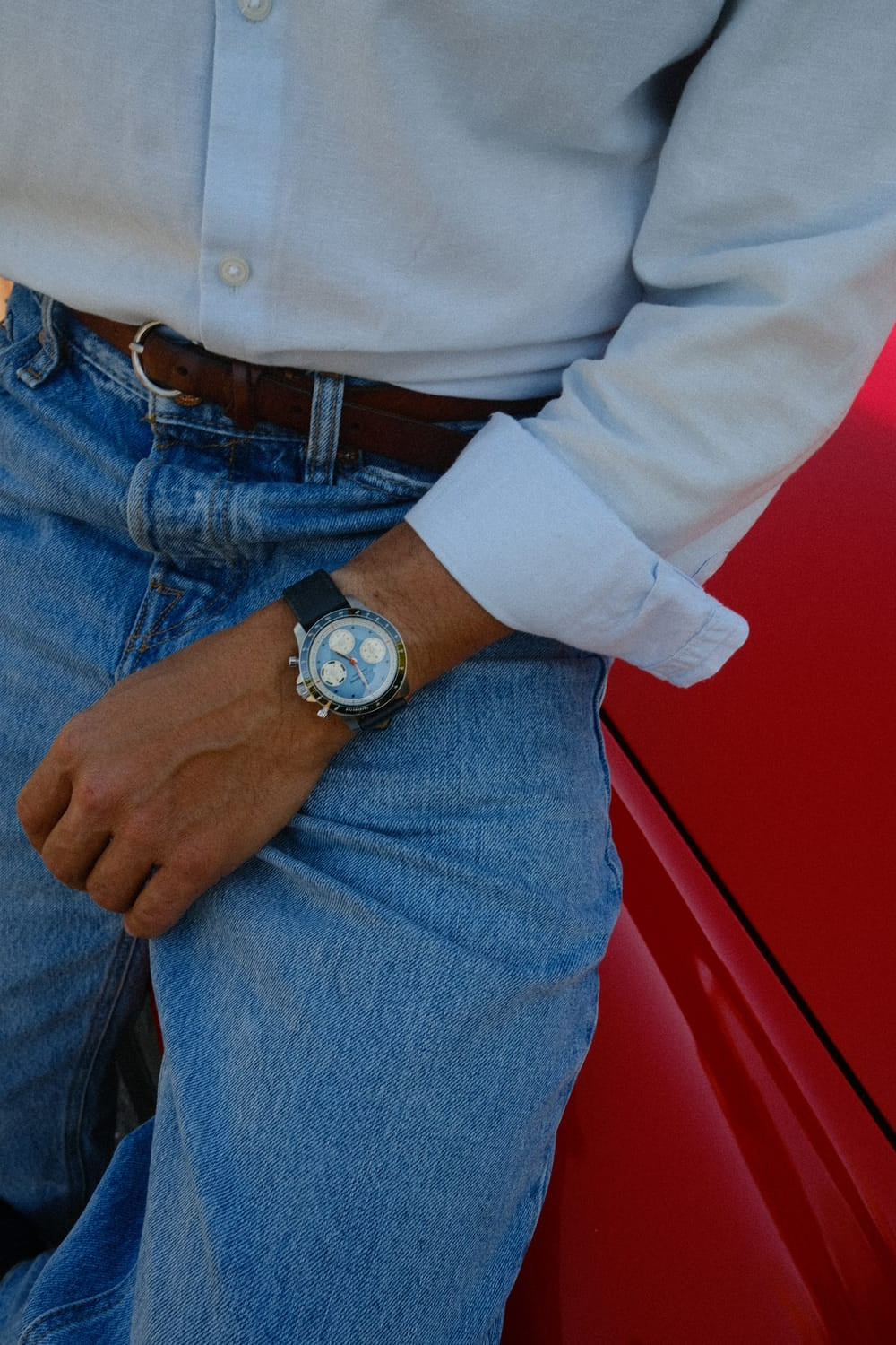 1960 Racing Chronograph, Steel / Sky Blue & Green