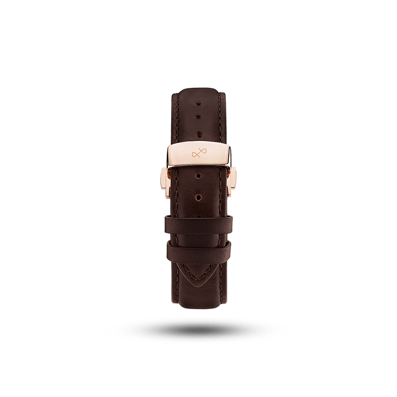 Butterfly Clasp - Dark Brown by AV86 two-piece high-quality leather strap with engraved butterfly clasp in gold plating