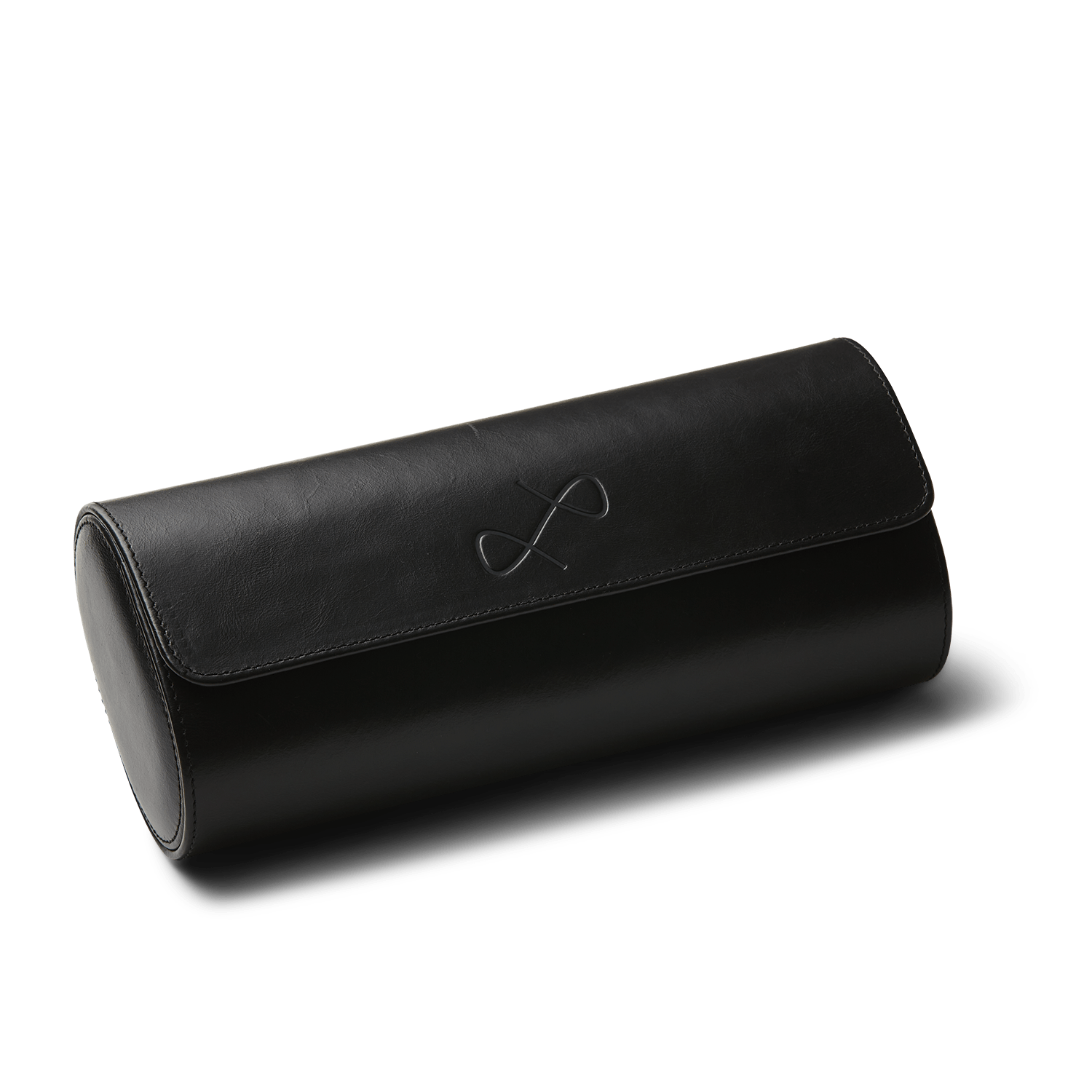 Watch Roll - Black by AV86 crafted from premium full grain leather with minimalist embossed logo, ideal for travel storage