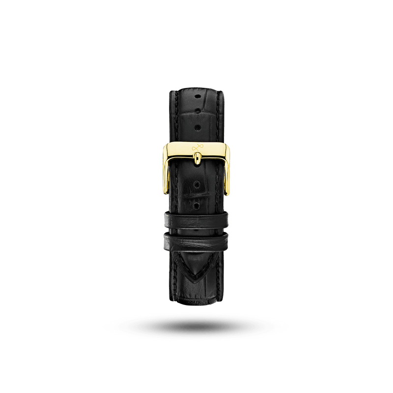 Leather - Black Croco strap by AV86 with high-quality croco embossing and gold plated pin buckle for luxury watch customization