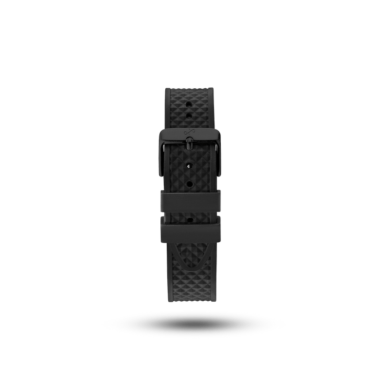 Silicone - Black strap by AV86 with textured surface, two-piece design, and stainless steel pin buckle for versatile luxury watches