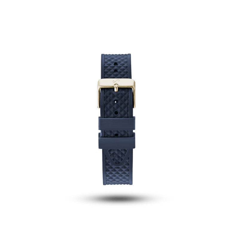 Silicone - Blue by AV86 with textured silicone strap and gold-plated pin buckle, designed for Nordic minimalism and comfort