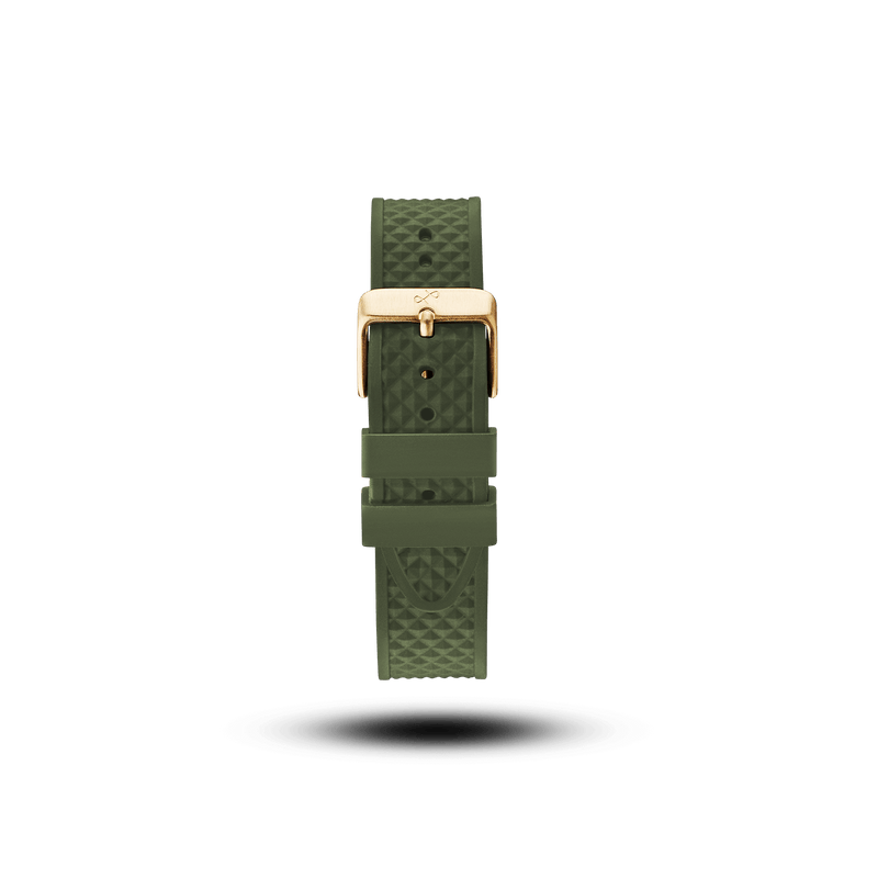 Silicone - Green strap by AV86 with textured pattern and polished gold-tone buckle, designed for comfort and durability