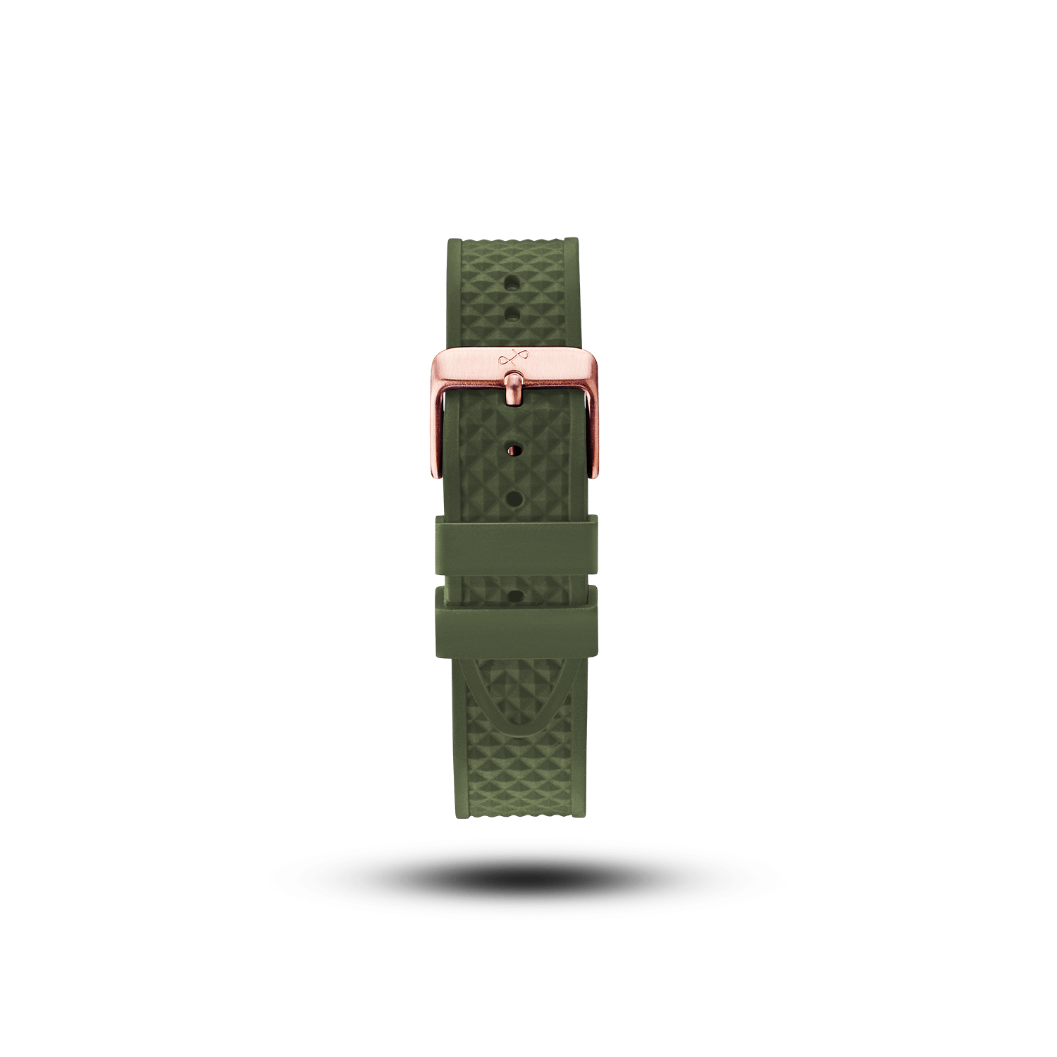 Silicone - Green replacement strap by AV86 featuring textured silicone material with rose gold buckle, designed for durable comfort