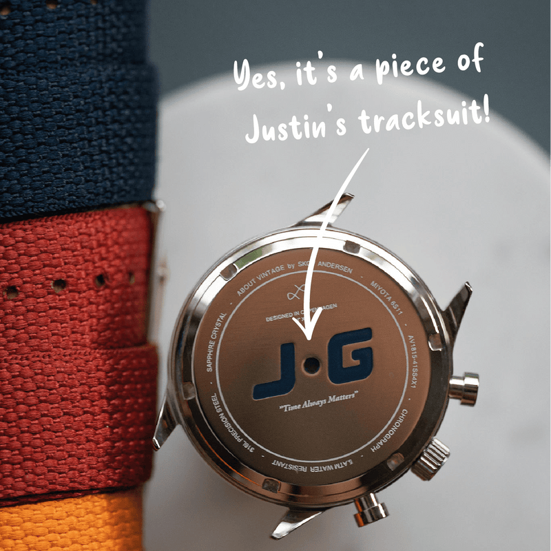 1815 Justin Gatlin, Gold / Blue Turtle by AV86 limited edition chronograph with sapphire crystal and fabric strap detail