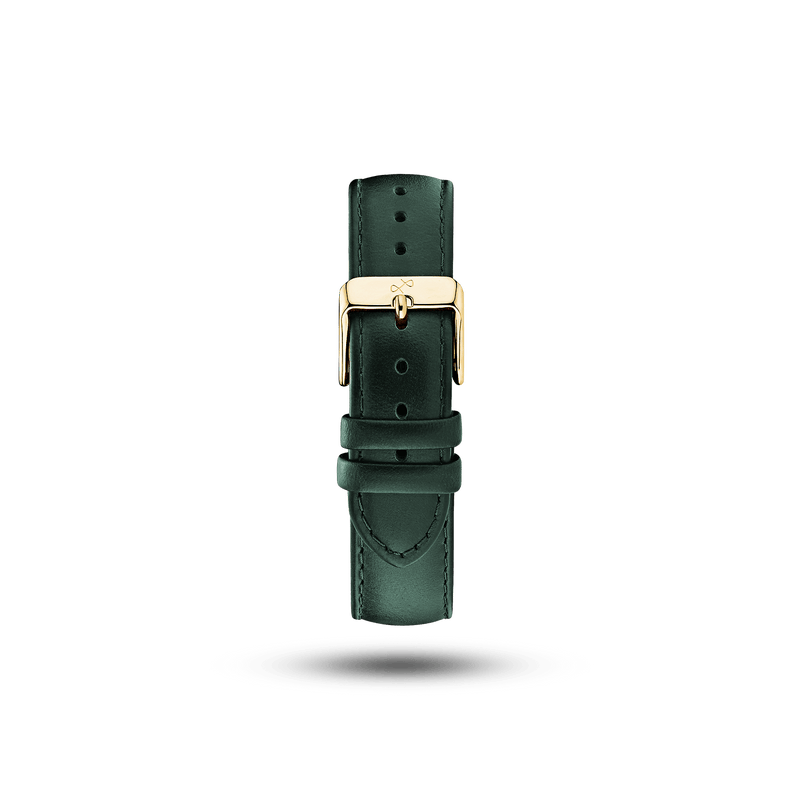 Leather - Dark Green two-piece strap by AV86 crafted from high-quality leather with gold plated pin buckle and engraved branding