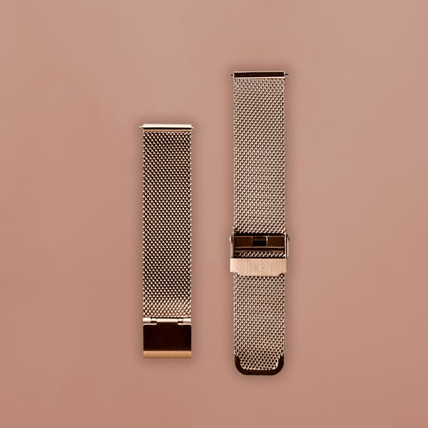 Mesh Band by AV86 two-piece stainless steel strap with fine mesh design and signature bow logo clasp detail