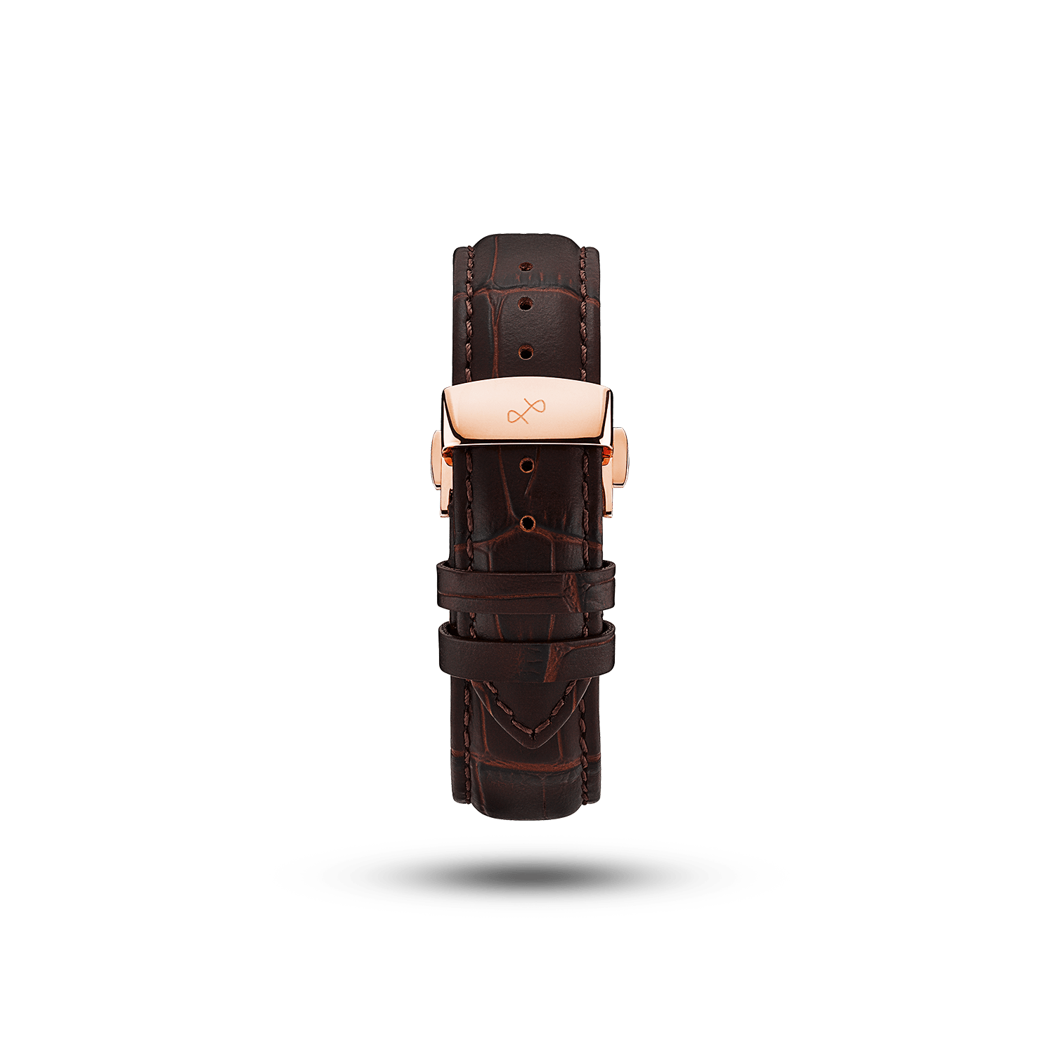 Butterfly Clasp - Brown Croco by AV86 crafted from high-quality brown croco leather with rose gold plated butterfly clasp for refined durability
