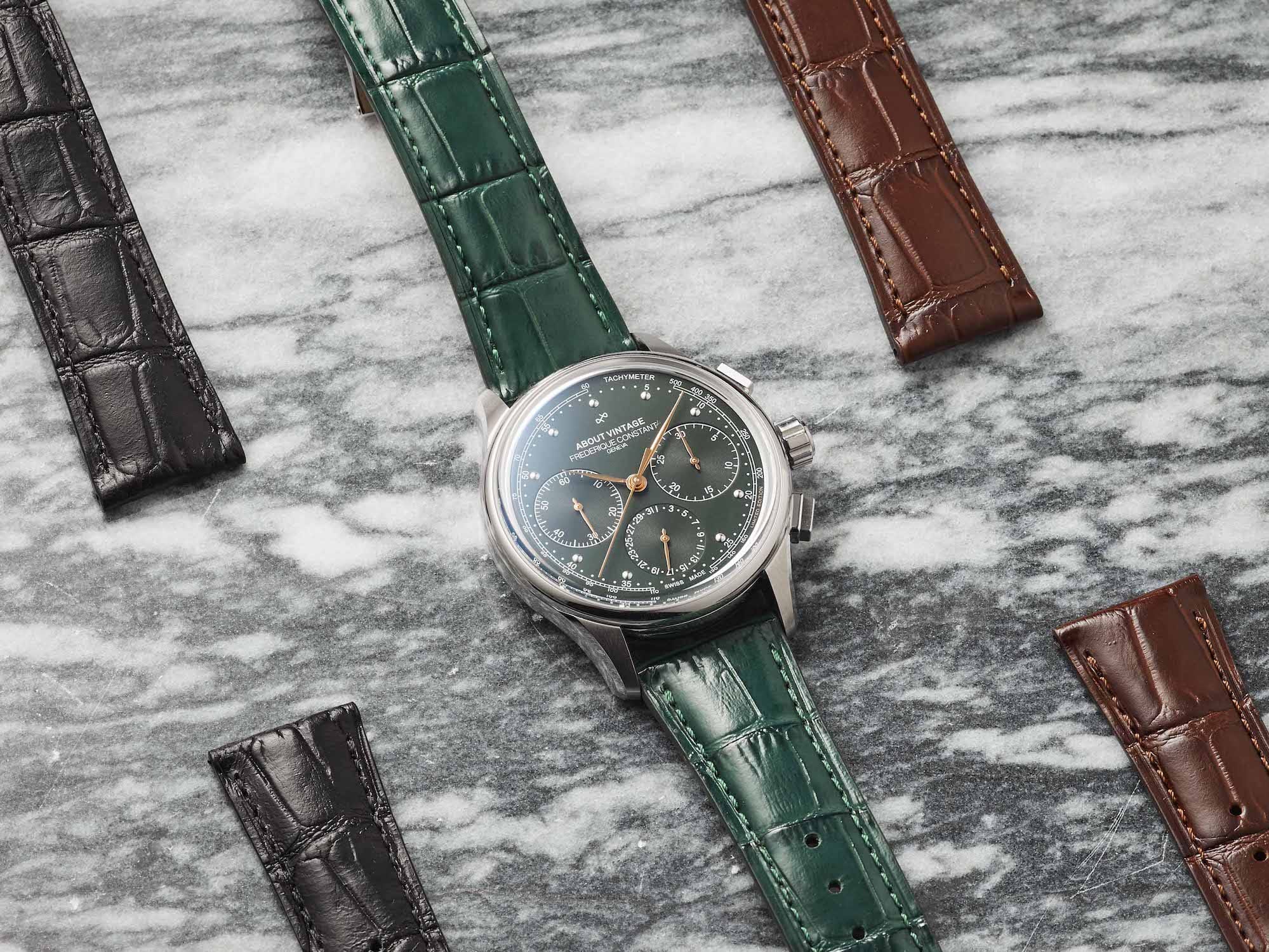1988 Flyback, Chronograph - Limited Edition by AV86 with vintage-inspired dial, sapphire crystal, chronograph, and interchangeable leather straps