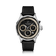 1564 Chronodate Automatic, Steel / Black watch by AV86 with black leather strap and detailed multifunction dial design