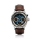 1564 Chronodate Automatic by AV86 features a vintage-inspired automatic chronograph with a deep blue textured dial, triple subdials for day, month, and 24-hour time, polished steel case, sapphire crystal, and a rich brown leather strap, embodying Danish design and Nordic minimalism.