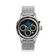 1564 Chronodate Automatic by AV86 features a vintage-inspired automatic chronograph with a deep blue dial, triple subdials for day, month, and 24-hour time, polished case, sapphire crystal, and a sleek mesh steel bracelet, showcasing Danish design and Nordic minimalism.