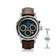 1564 Chronodate Automatic, Steel / Blue by AV86 features a vintage-inspired automatic chronograph with a textured blue dial, triple subdials for day, month, and 24-hour time, polished steel case, sapphire crystal, and a brown crocodile leather strap with butterfly clasp, exemplifying Danish design and Nordic minimalism.