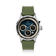 1564 Chronodate Automatic by AV86 features a vintage-inspired automatic chronograph with a textured blue dial, three subdials for day, month, and 24-hour time, sapphire crystal, polished steel case, and a green silicone strap, embodying Danish design and Nordic minimalism.