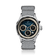1564 Chronodate Automatic, Steel / Blue by AV86 features a vintage-inspired automatic chronograph with a textured blue dial, three subdials for day, month, and 24-hour time, a polished steel case, sapphire crystal, and a woven gray NATO strap, embodying refined Danish design and Nordic minimalism.