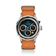 1564 Chronodate Automatic by AV86 features a vintage-inspired automatic chronograph with a sunburst blue dial, three subdials for day, month, and 24-hour time, polished steel case, sapphire crystal, and an orange woven NATO strap, embodying Danish design and Nordic minimalism.
