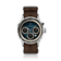 1564 Chronodate Automatic by AV86 features a vintage-inspired automatic chronograph with a textured blue dial, three subdials for day, month, and 24-hour time, a polished steel case, sapphire crystal, and a rugged brown woven NATO strap, exemplifying refined Danish design and Nordic minimalism.