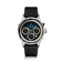 1564 Chronodate Automatic by AV86 features a vintage-inspired automatic chronograph with a deep blue dial, cream subdials for day, month, and 24-hour time, polished stainless steel case, sapphire crystal, and a textured black leather strap, embodying luxury Scandinavian design and horological precision.