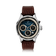 1564 Chronodate Automatic by AV86 showcases a vintage-inspired automatic chronograph with a gradient blue dial, cream subdials for day, month, and 24-hour time, housed in a polished stainless steel case with sapphire crystal, paired with a textured brown lizard leather strap, exemplifying Danish design and Nordic minimalism.