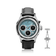 1564 Chronodate Automatic by AV86 vintage-inspired chronograph with sapphire crystal, automatic movement, and black leather strap