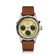 1564 Chronodate Automatic by AV86 vintage-inspired chronograph with sapphire crystal, textured dial, and brown leather strap