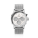1564 Chronodate Automatic by AV86 features a refined automatic chronograph with a textured white dial, triple subdials, sapphire crystal, and a polished mesh steel bracelet, exemplifying Nordic minimalism and Danish horological precision.