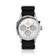 1564 Chronodate Automatic by AV86 showcases a vintage-inspired automatic chronograph with a finely textured dial, sapphire crystal, polished case, triple subdials for day, month, and 24-hour time, paired with a black woven fabric strap, exemplifying Danish horological excellence and refined Nordic minimalism.