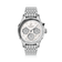 1564 Chronodate Automatic by AV86 features a vintage-inspired automatic chronograph with a finely textured white dial, sapphire crystal, polished steel case, triple subdials for day, month, and 24-hour time, paired with a multi-link stainless steel bracelet, exemplifying Danish horological precision and minimalist Nordic design.