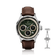 1564 Chronodate Automatic by AV86 vintage-inspired automatic chronograph with sapphire crystal, green dial, and brown leather strap