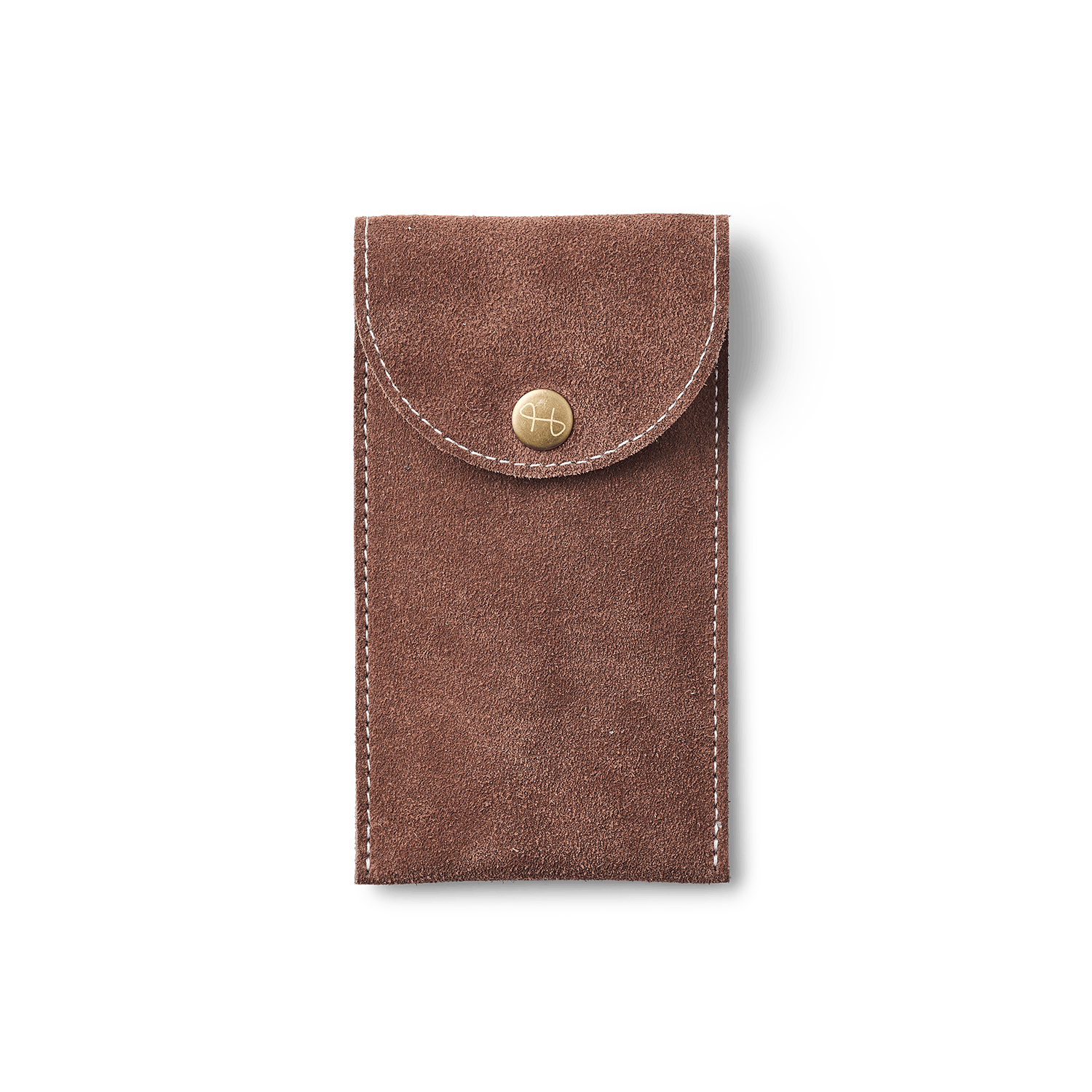 Watch Pouch - Brown by AV86 crafted in soft suede leather with brass button closure, designed for secure and elegant watch storage