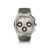 1904 Chrono, Steel / Off White & Black by AV86 features a chronograph dial with three subdials, a textured off-white face, a brushed steel octagonal case, and a durable green rubber strap, exemplifying Scandinavian design and horological excellence.